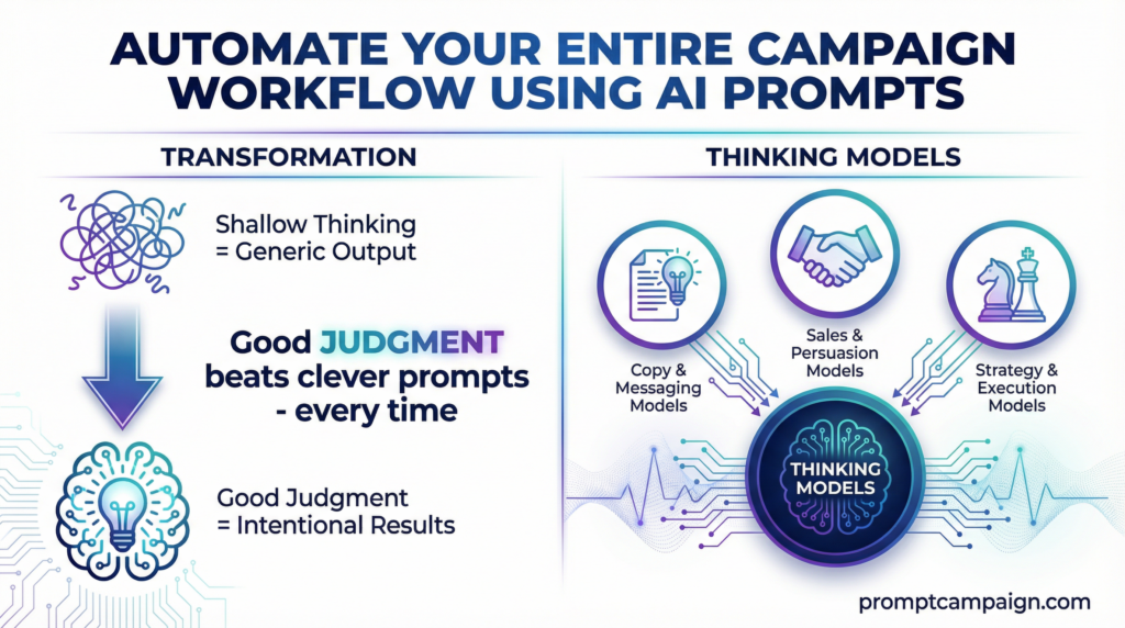 Automating campaign workflows using AI prompts and thinking models