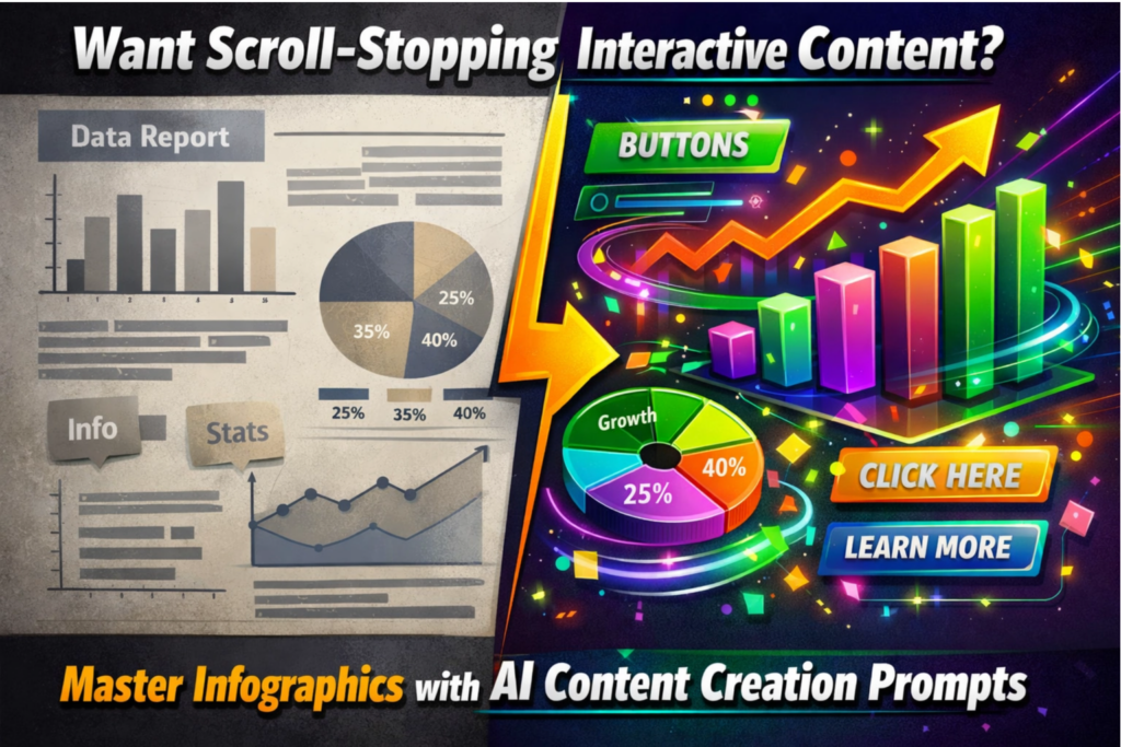 AI content creation prompts for making scroll-stopping infographics and interactive content